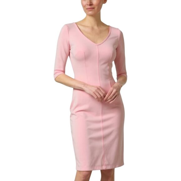 Chloe Kristyn by Bettina Maggie Ponte Knit Dress Midi half sleeve Light Pink Med - Picture 1 of 16